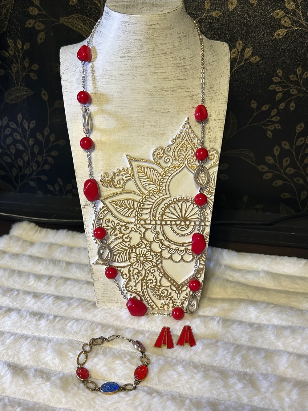 3 pc Red Jewelry Set